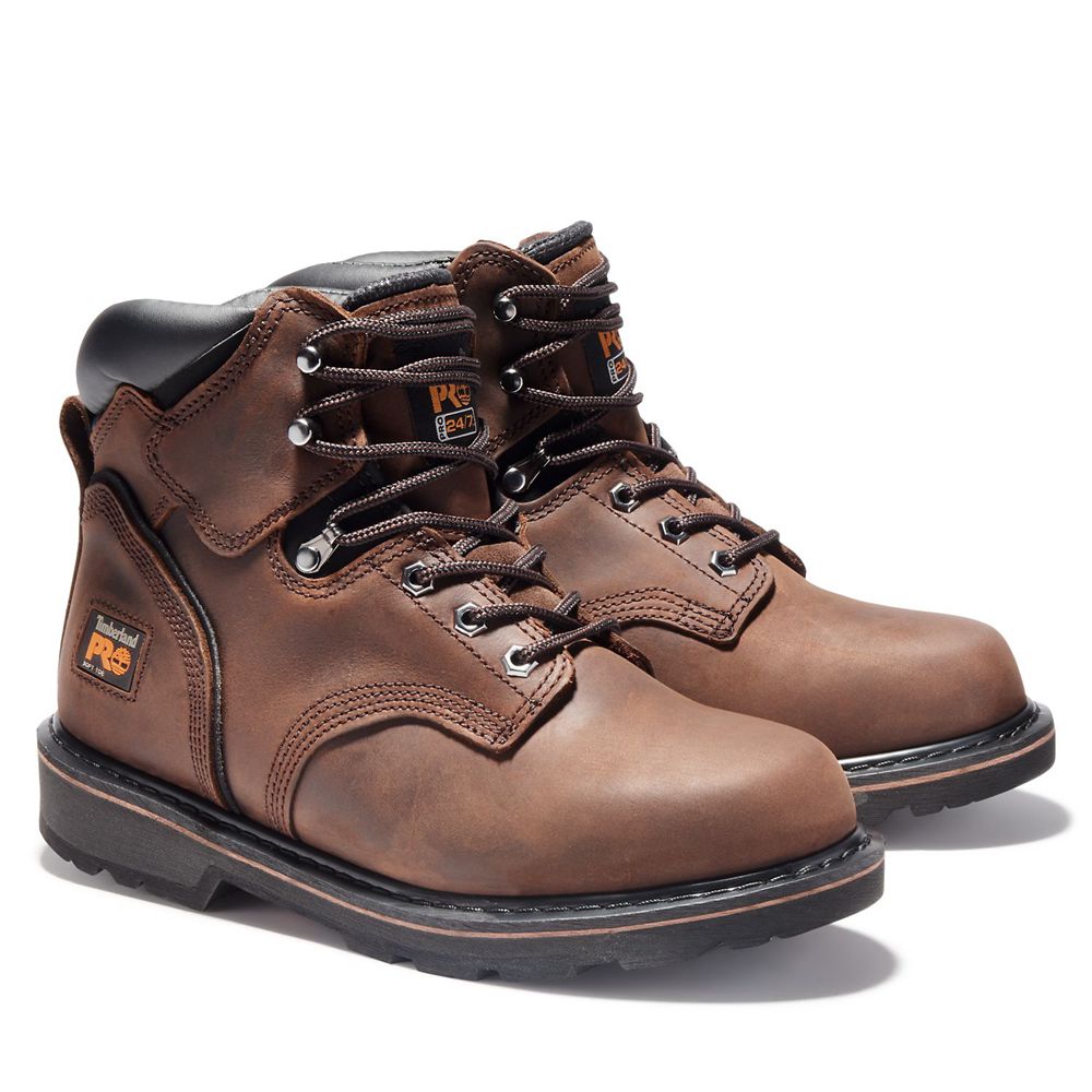 Timberland Μποτακια Εργασίας Ανδρικα Καφε - Pro® Pit Boss 6\" Soft Toe - Greece 9132765-UL